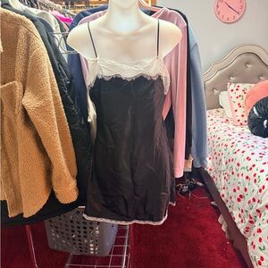 Victoria's Secret Black Chemise with White Lace